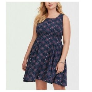 Torrid Navy Blue Diamond Open Back Flowy Dress